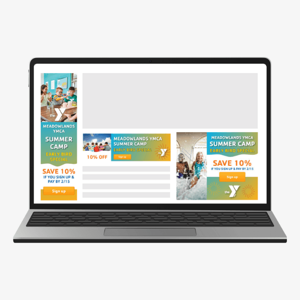 Laptop showing responsive google display advertisements on a web page.