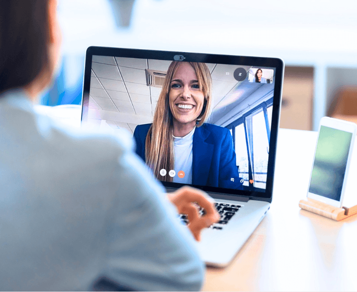 Website developer on a zoom meeting with client to discuss strategy