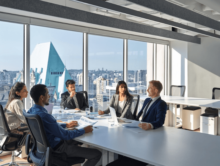 business people in a corporate office having a meeting