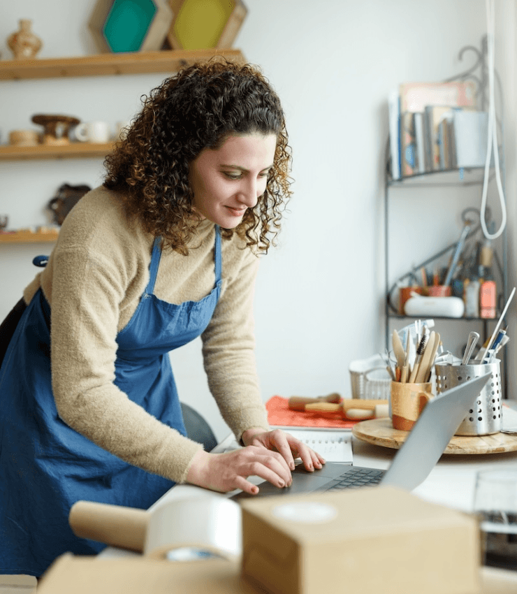 small business owner updates ecommerce website